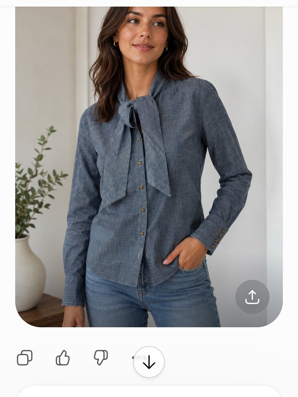 Brooks Brothers Blue Chambray Tie-Neck Button-Down Shirt